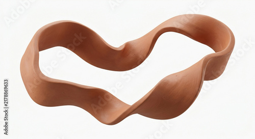 Abstract Terracotta Clay Twisted Ring Sculpture Isolated on White