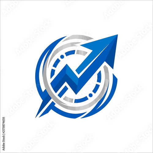 Modern Blue Arrow Graph Upward Trend Growth Symbol Abstract Design
