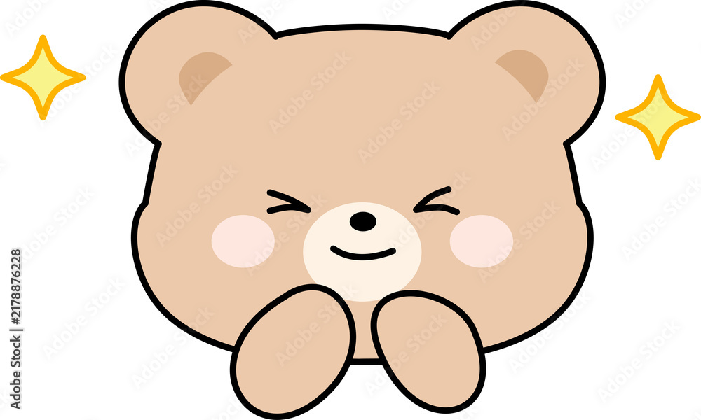 Obraz premium Cute Expecting Bear Character Face with Sparkling Eyes