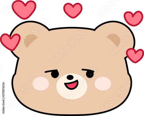 Canvastavla Cute Bear Character Face in Love with Heart Eyes