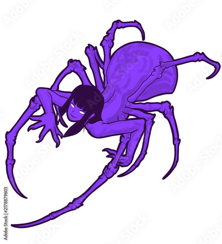 Obraz na plátně Purple Spider Girl Monster Vector