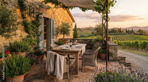table and chairs in a garden