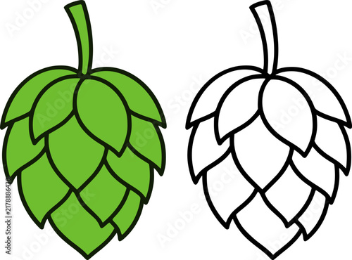 Hop illustration icon in line art style and colored, coloring page for kids