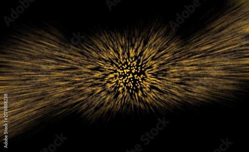 Abstract golden particles and sparkling dust on a dark black background, creating an elegant glowing texture