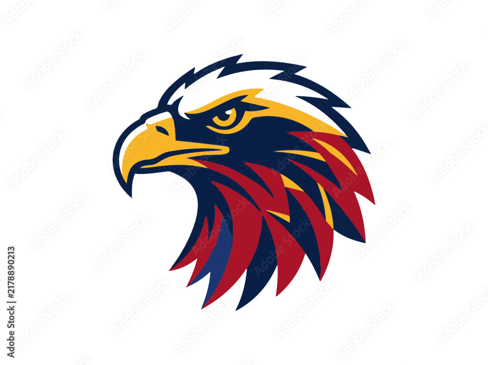 Fototapeta premium Eagle Head Mascot Logo a Dynamic and Colorful Flat Vector Art Illustration for Strong Brand Identity