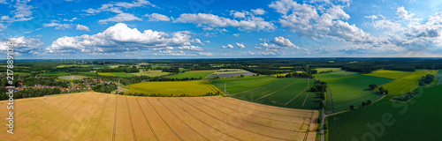 Canvastavla Aerial rural countryside landscape with farmland field