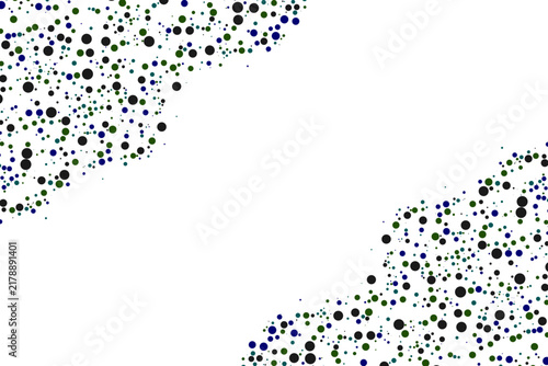 Abstract dark blue and green circle pattern background design with central copy space area