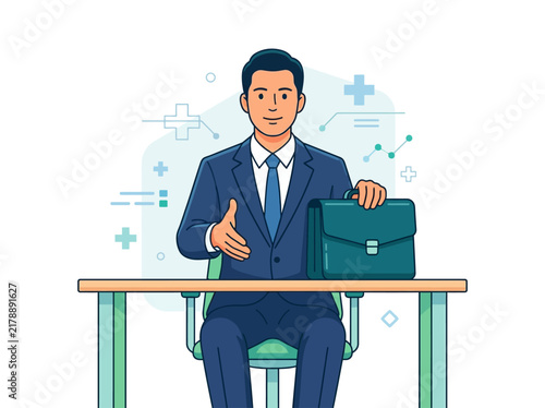 Professional Executive Offering Handshake And Briefcase For Business Deal