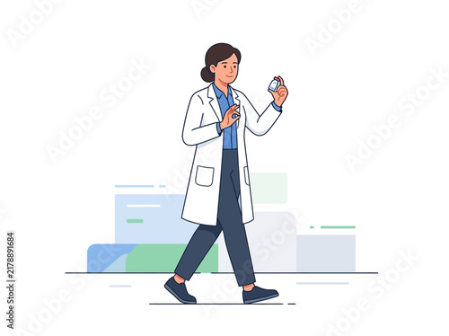 Professional Female Doctor Holding Medical Supplies In Modern Clinic