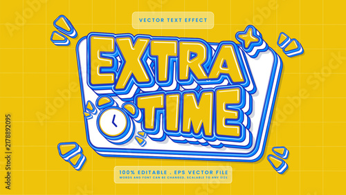 Extra Time Bold 3D Cartoon Vector Text Effect