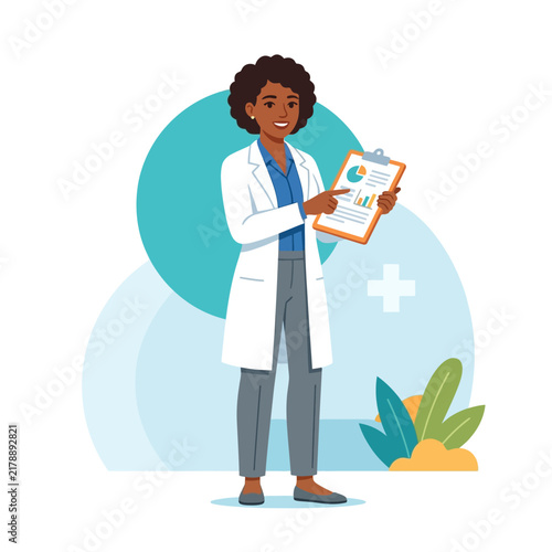 Professional Doctor Explaining Medical Chart Results With Pointing Finger