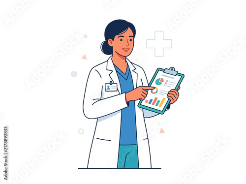Professional Doctor Explaining Medical Data Charts And Graphs