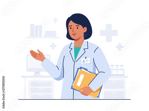 Professional Doctor Explaining Medical Information With Clipboard
