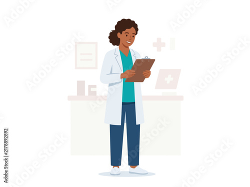 Professional Doctor Holding Clipboard In Medical Office