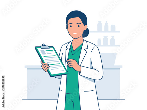 Professional Doctor Holding Clipboard With Medical Records And Charts For Consultation