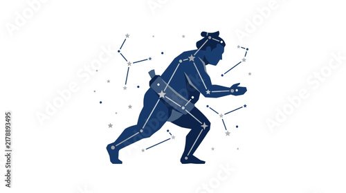 Sumo Wrestler Constellation Design on Transparent Background