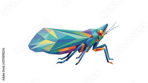 Low Poly Cicada Insect Vector Illustration Isolated