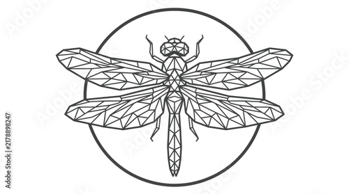 Geometric Low Poly Dragonfly Logo Vector Isolated