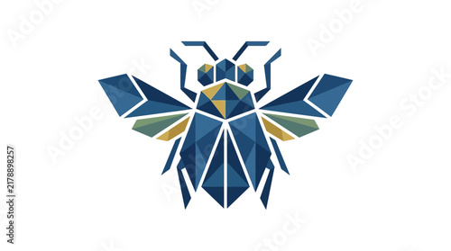 Low Poly Geometric Bee Icon Vector Isolated