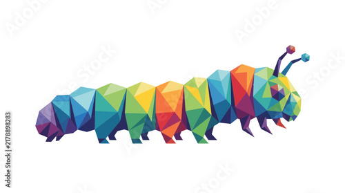 Colorful Low Poly Geometric Style Caterpillar Illustration