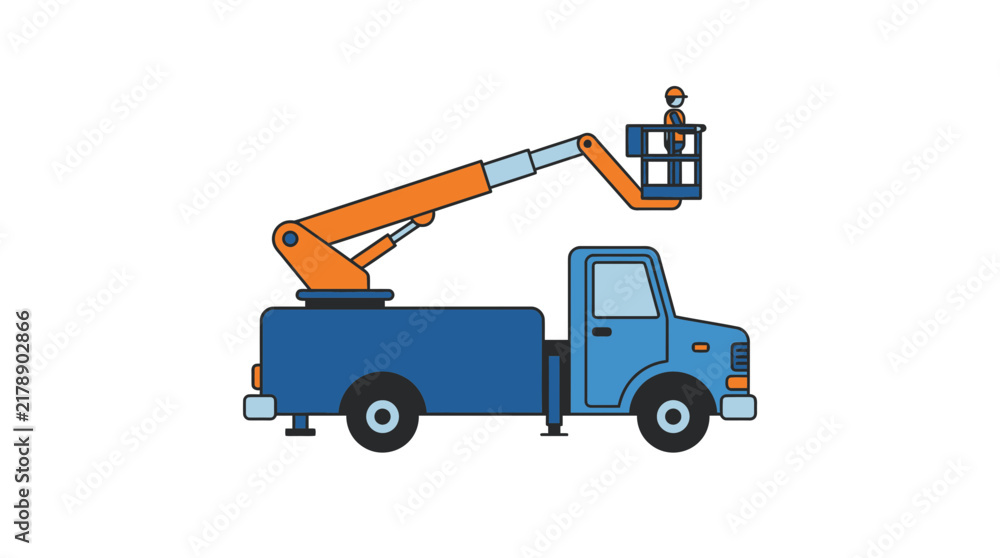Naklejka premium Bucket Truck Vector Illustration Isolated on Transparent Background