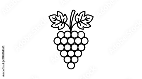 Grape Bunch Line Icon Vector Design Featuring Wine Vine Leaves Symbol for Winery Logo Restaurant Menu and Fresh Fruit Organic Food Graphic Design Projects
