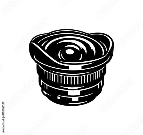Принти на полотні Stylized illustration of a wide-angle camera lens with a curved glass element