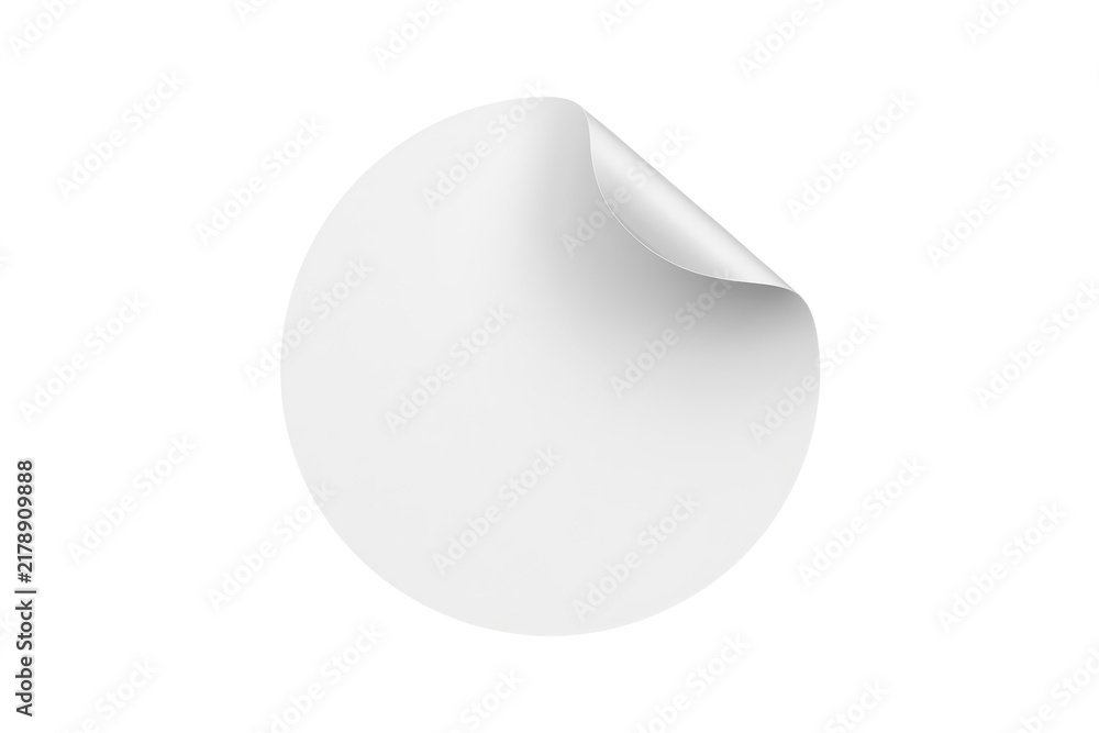 Obraz premium Blank white circular sticker with curled corner