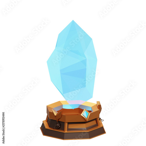 Glowing Mana Stone Fantasy RPG Item with Crystal Base