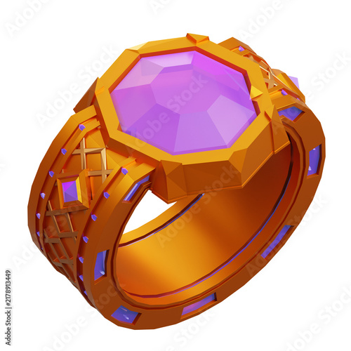Magic Ring with Purple Gemstone Fantasy RPG Game Item
