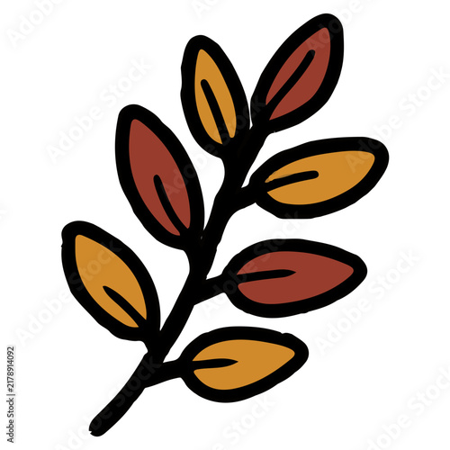 Autumn leaves branch doodle illustration