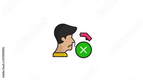 Medical, health, and diagnostic concepts. Sick man profile with medical symbols in green, white, and red colors.