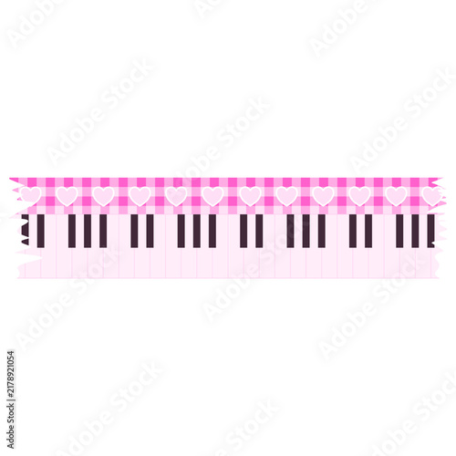 Pink gingham piano keys with hearts