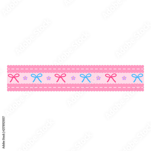 Cute pink ribbon and flower border graphic