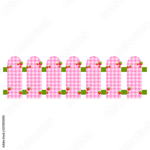 Pink gingham strawberru patterned fence graphic