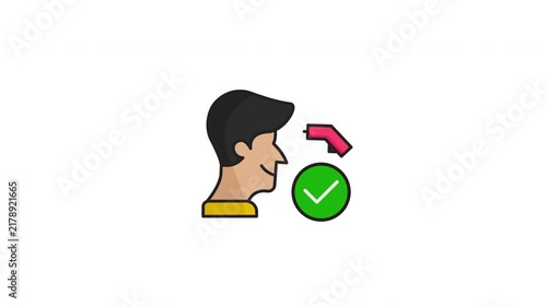 Male profile icon representing approval or verification in redgreen colors suitable for security or identity verification concepts. Perfect for software interfaces.