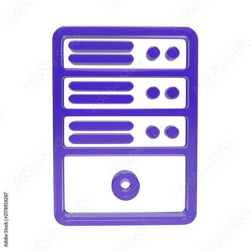 Plakat 3D purple server rack database web hosting icon on transparent background