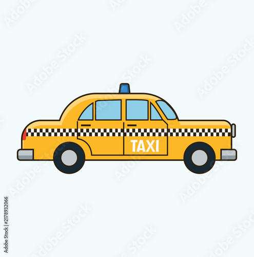 Yellow taxi car vector illustration isolated on white background