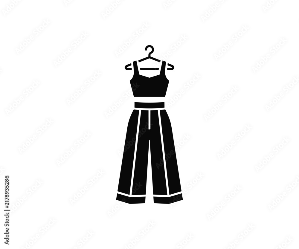 Fototapeta premium Jumpsuit Overall Dress On Hanger Clothes Vector Icon