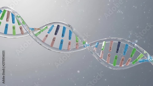 Scientific visualization of DNA molecular structure.
