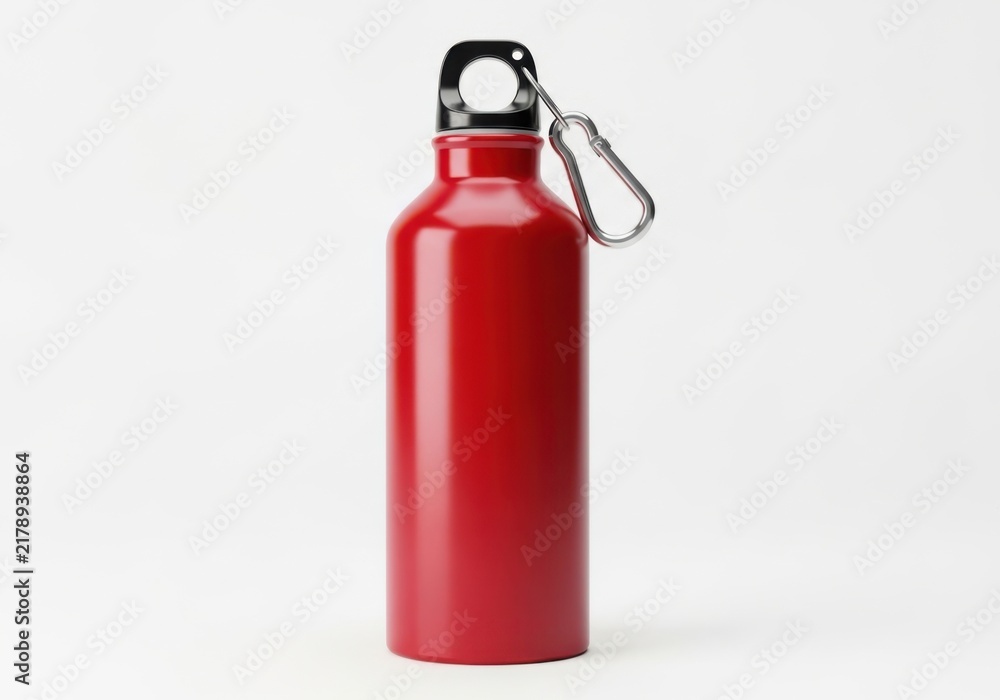 Obraz premium A red metal water bottle with a carabiner