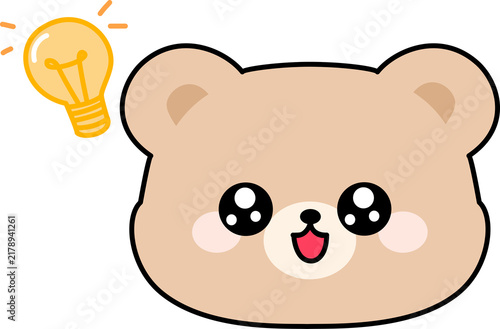 Bear Character Face with Idea Lightbulb