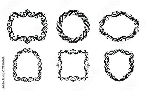 A curated selection of sophisticated black frames and ornamental borders ideal for creating elegant invitations vintage cards or distinctive design projects