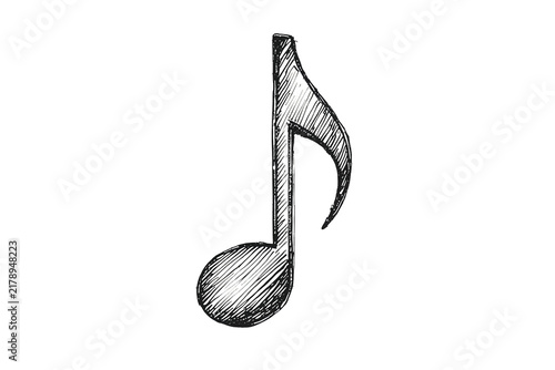 Фотография Hand drawn black musical note symbol