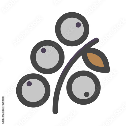 Stylized berries on a branch with one leaf