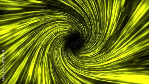 A mesmerizing video of a swirling yellow tunnel with a black center, creating a dynamic and futuristic visual effect.