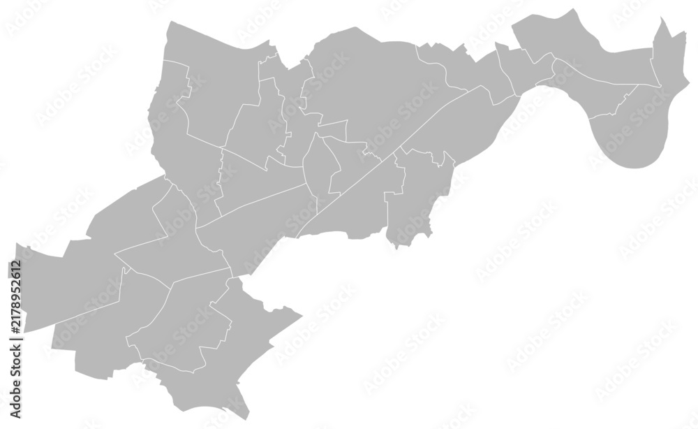 Obraz premium Hounslow, London, United Kingdom – administrative vector map with ward boundaries (Web Mercator projection, PPT-compatible & fully editable)