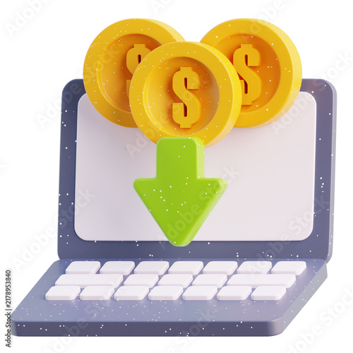 3d Illustration of Remote Work Payment Income