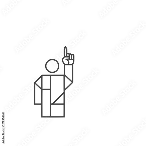 Person pointing up with one finger