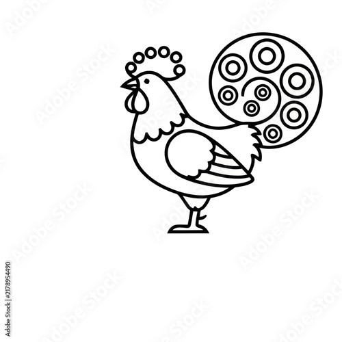 Stylized Rooster Line Art